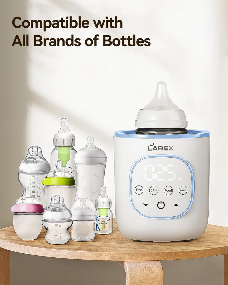LAREX Bottle Warmer, Fast Baby Bottle Warmer for Breastmilk and Formula, with Timer and Accurate Temp Control, 8-in-1 Baby Milk Warmer BPA Free with Digital Display, Bottle Warmers for All Bottles - Image 5